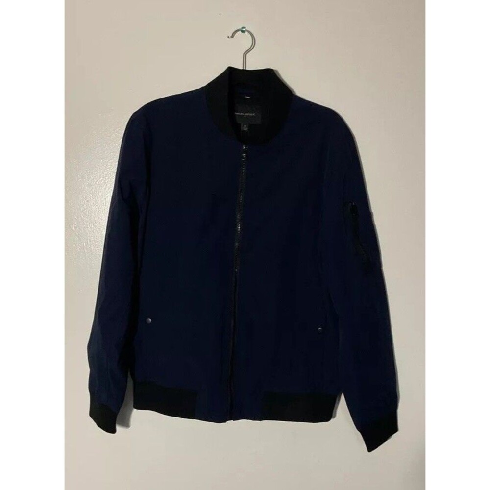 BANANA REPUBLIC | Black And Navy Nylon Bomber Jacket | Size M